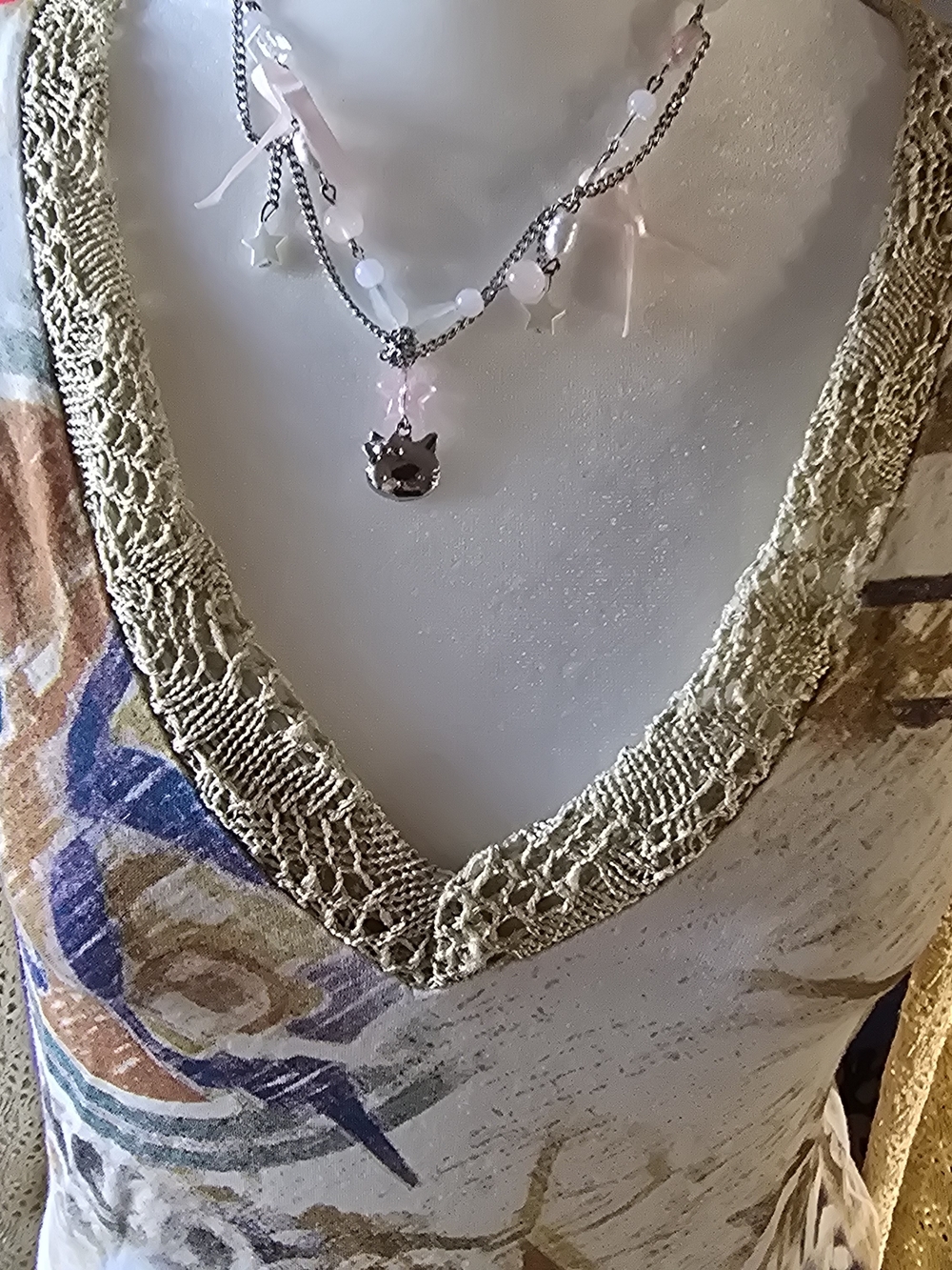 🔥(SOLD) Y2K Whimsigoth Fairycore Top Crochet Bell Sleeve Graphic S - Picture 7 of 11